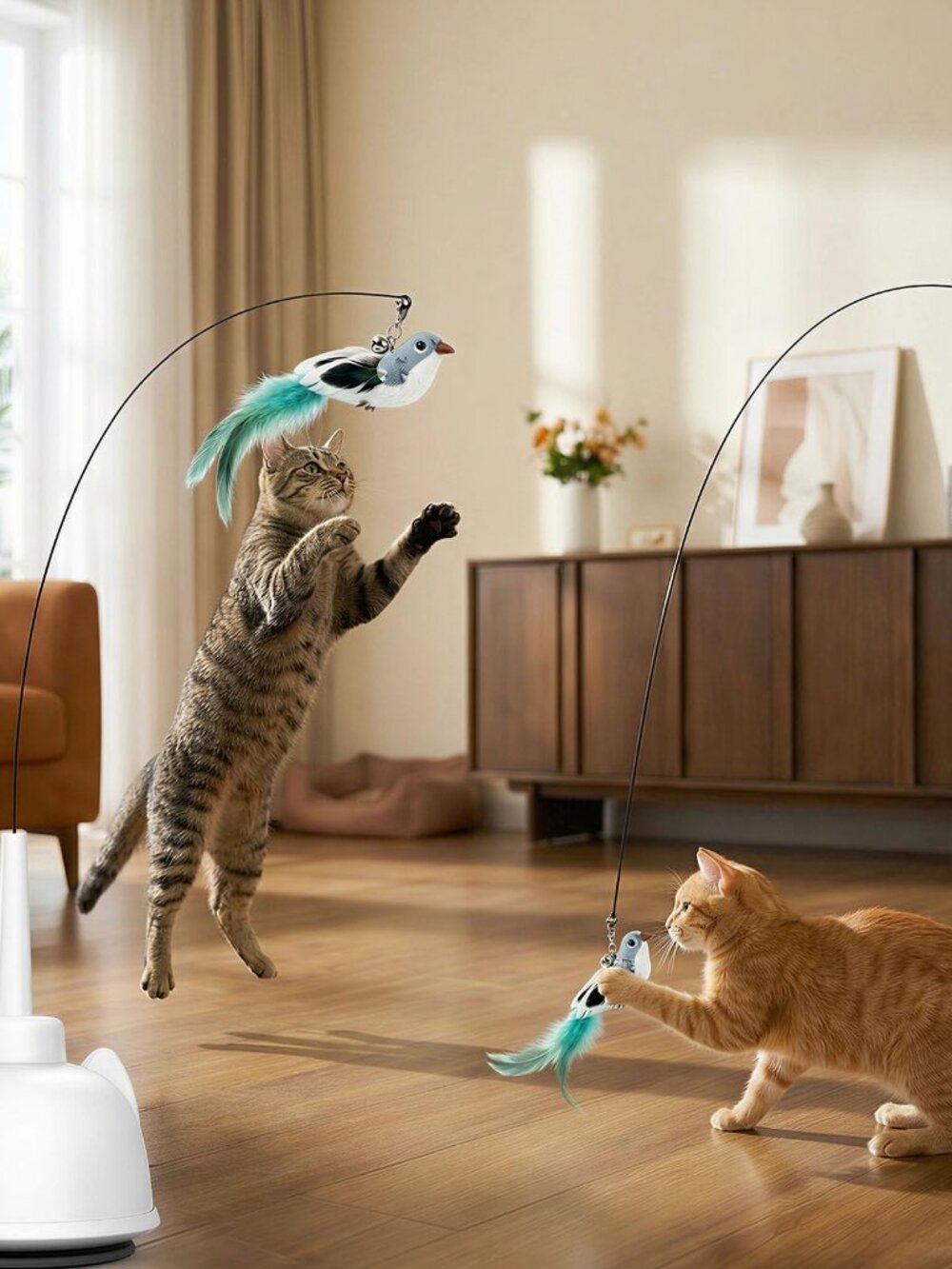 NEW Interactive Cat Toys for Indoor Cats Toy Wand 360 2 Speed Adjustable Flying
